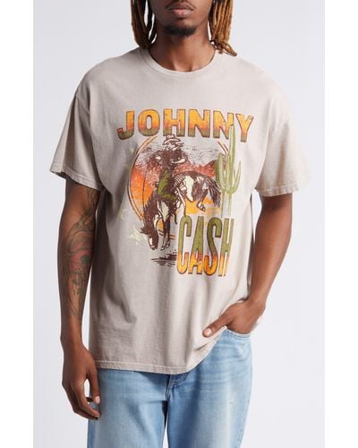 Merch Traffic Johnny Cash Cotton Graphic T-shirt - Gray