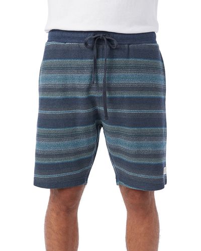 O'neill Sportswear Bavaro Stripe Cotton Blend Drawstring Shorts - Blue