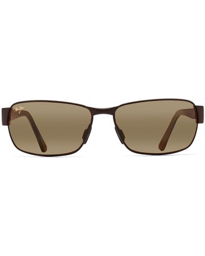 Maui Jim Black Coral 65mm Polarized Oversize Rectangular Sunglasses - Green