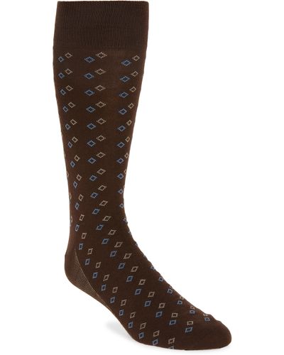 Nordstrom Diamond Pattern Dress Socks - Brown