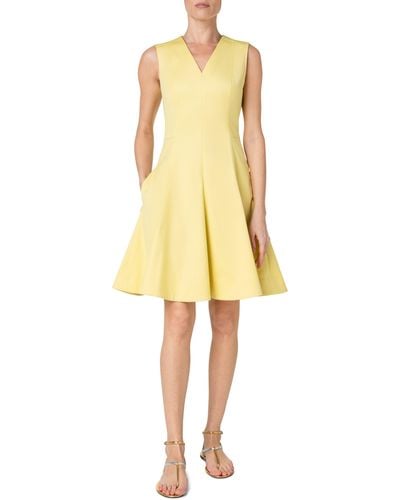 Akris Punto Sleeveless Stretch Cotton Fit & Flare Dress - Yellow