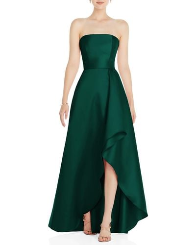 Alfred Sung Strapless Satin Gown - Green