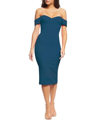 Dress the Population Bailey Off The Shoulder Body-con Dress - Blue