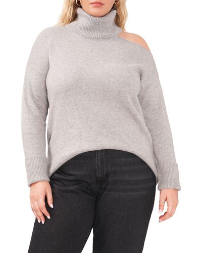 1.STATE Cutout Turtleneck Sweater - Gray