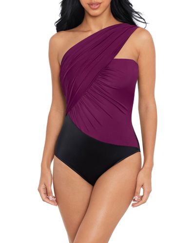 Magicsuit Goddess Colorblock One-shoulder Convertible One-piece Swimsuit - Purple