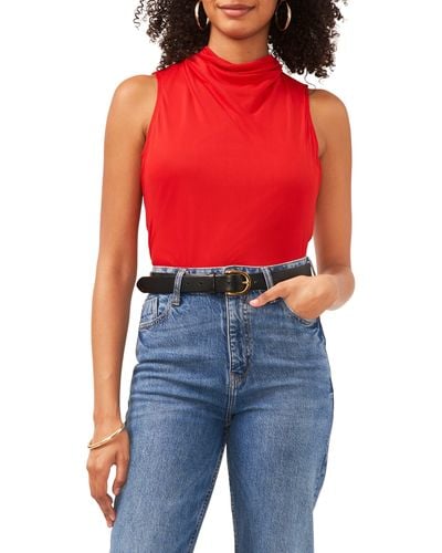 Vince Camuto Funnel Neck Sleeveless Top - Red