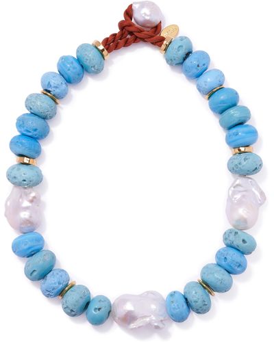 Lizzie Fortunato Cloud Forest Beaded Collar Necklace - Blue