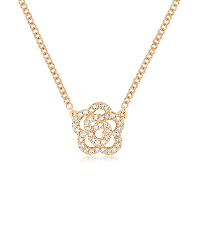 EF Collection Diamond Rose Pendant Necklace - Metallic