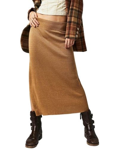 Free People Golden Hour Midi Sweater Skirt - Brown