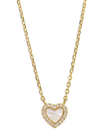 Argento Vivo Sterling Silver Pavé Mother-of-pearl Heart Pendant Necklace - Metallic