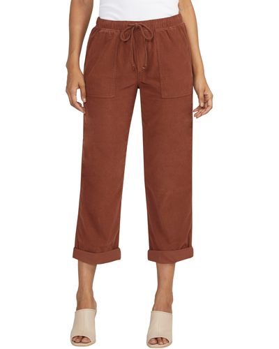 Jag Relaxed Fit Cotton Corduroy Ankle Drawstring Pants - Red