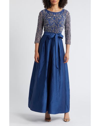 Pisarro Nights Sequin Bodice Gown - Blue