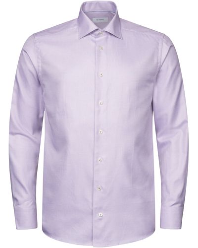 Eton Slim Fit Textured Organic Cotton Dress Shirt - Purple