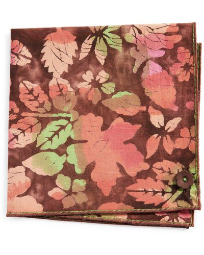 CLIFTON WILSON Print Cotton Pocket Square - Pink