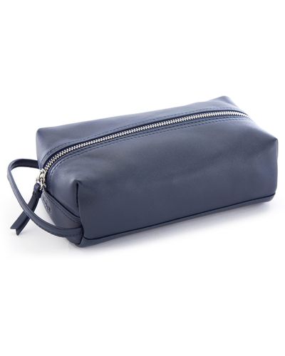ROYCE New York Compact Leather Toiletry Bag - Blue