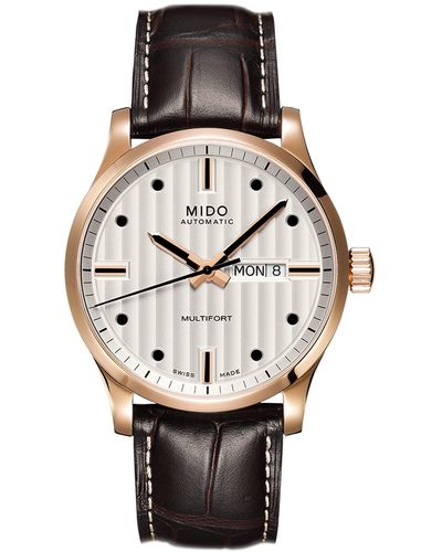 MIDO Multifort Automatic Leather Strap Watch - Black