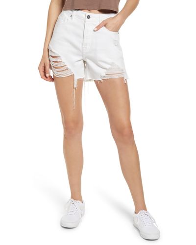 Hidden Jeans Distressed Side Slit Cutoff Denim Shorts - White