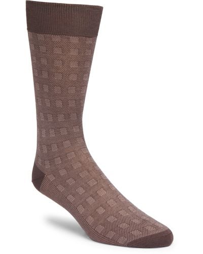 Canali Geo Box Dress Socks - Brown
