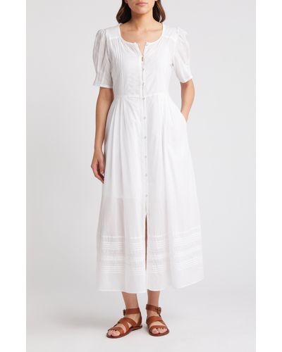 Treasure & Bond Pintuck Cotton Maxi Dress - White