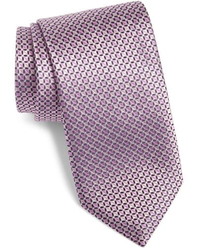 Canali Geometric Silk Tie - Pink