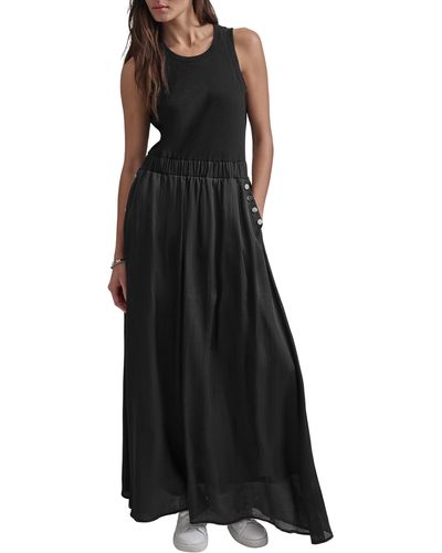 DKNY Mixed Media Maxi Dress - Black