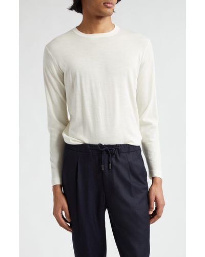 Thom Sweeney Relaxed Fit Merino Wool Sweater - White