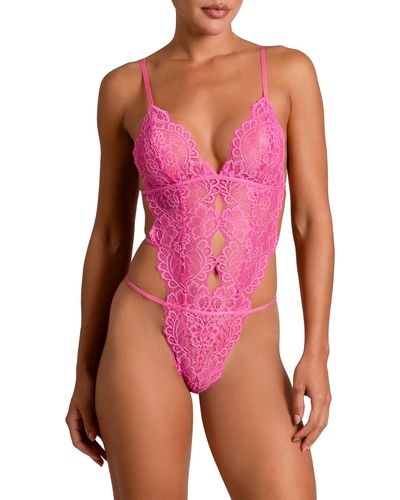 In Bloom Love Story Strappy Lace Teddy - Pink