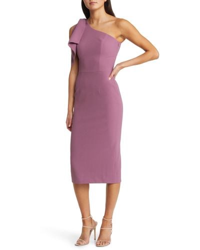Dress the Population Tiffany One-shoulder Midi Dress - Purple