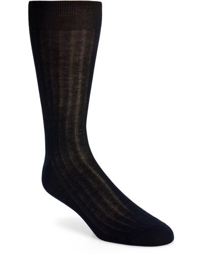 Canali Ribbed Cotton Socks - Black