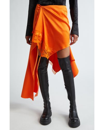 Monse Lace Trim Deconstructed Midi Skirt - Orange