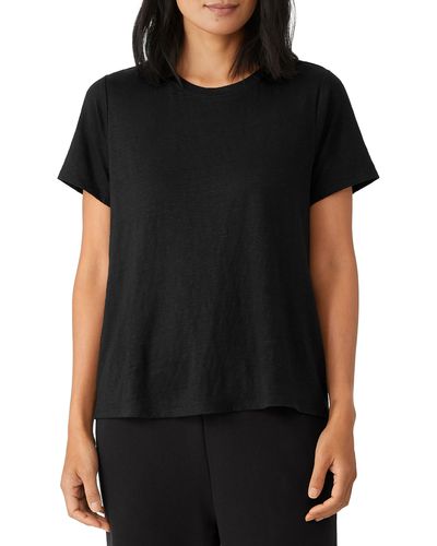 Eileen Fisher Organic Linen Crewneck T-shirt - Black