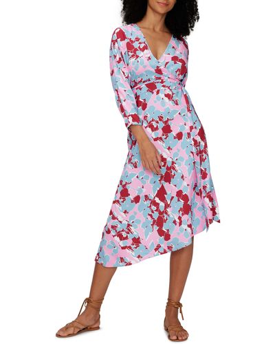 Diane von Furstenberg Elosie Two Floral Long Sleeve Midi Dress - Multicolor