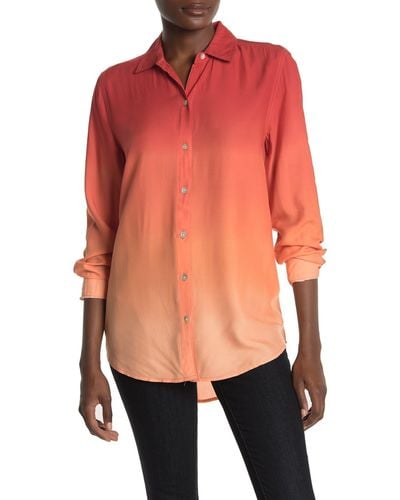 Beach Lunch Lounge Chalanna Dip Dye Long Sleeve Shirt - Orange