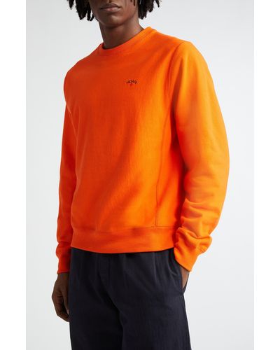 Noah Classic Cotton French Terry Crewneck Sweatshirt - Orange