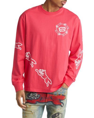 ICECREAM The Chase Long Sleeve Cotton Graphic T-shirt - Red