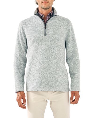 Faherty Sweater Fleece Quarter Zip Top - Gray