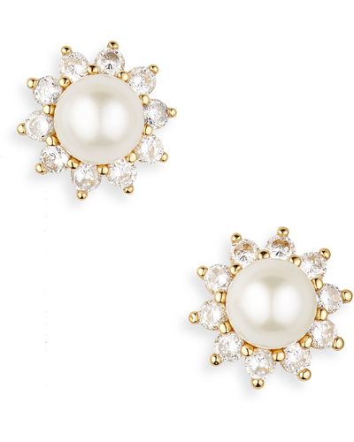 Kate Spade Imitation Pearl & Crystal Halo Stud Earrings - Metallic