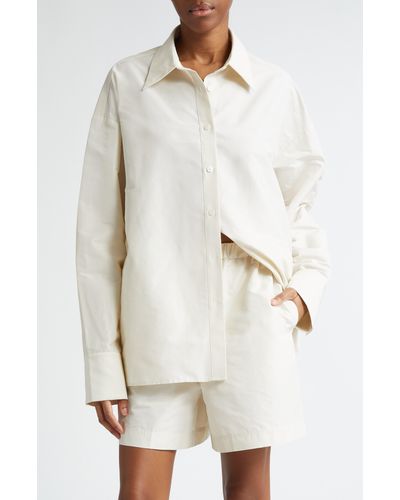 GIA STUDIOS Recycled Polyester Taffeta Button-up Shirt - White