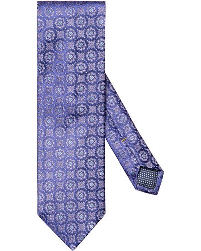 Eton Floral Medallion Silk Tie - Blue