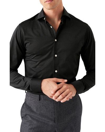 Eton Contemporary Fit Luxe Knit Dress Shirt - Black