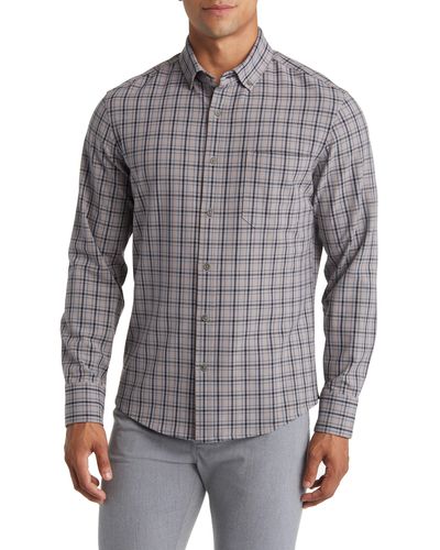 Mizzen+Main Mizzen+main City Trim Fit Nickel Houston Plaid Flannel Button-down Shirt - Gray
