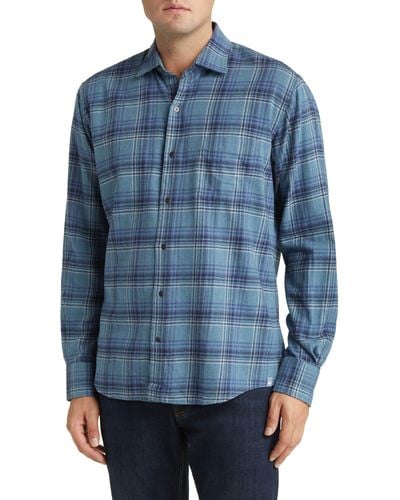 Peter Millar Forest Knolls Plaid Flannel Button-up Shirt - Blue