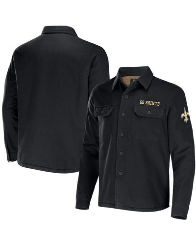 NFL X DARIUS RUCKER Collection By Fanatics New Orleans Saints Canvas Button-up Shirt Jacket At Nordstrom - Black