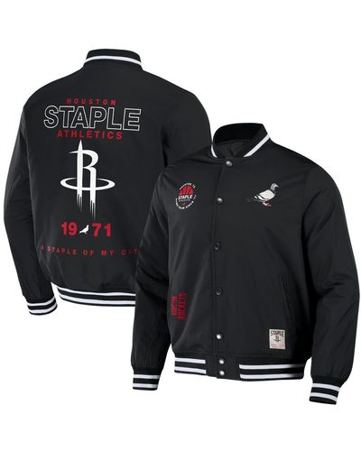 Staple Nba X Houston Rockets My City Full-snap Varsity Jacket At Nordstrom - Black