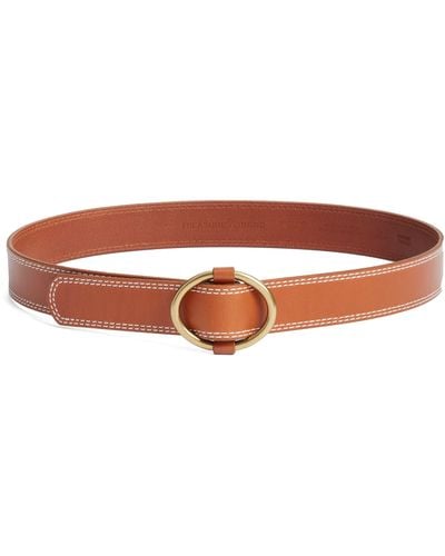 Treasure & Bond Topstitched Leather Belt - Brown