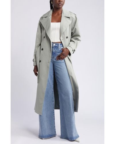 Open Edit Belted Trench Coat - Blue