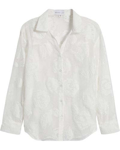 NIKKI LUND Liz Embroidered Floral Button-up Shirt - White