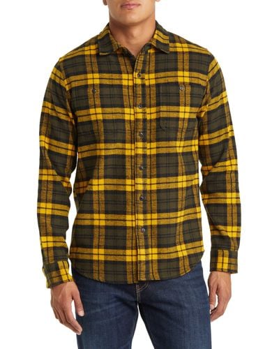Schott Nyc Two-pocket Long Sleeve Flannel Button-up Shirt - Black
