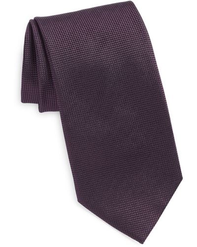 Zegna Brera Cross Weave Silk Tie - Purple