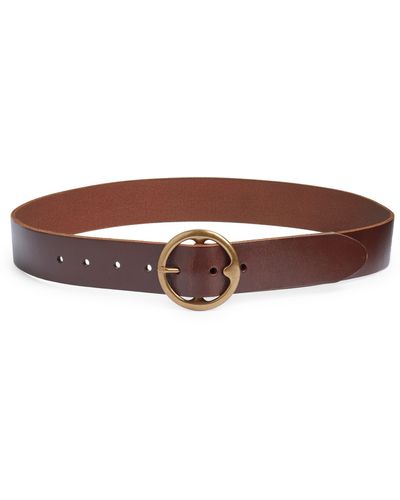 Treasure & Bond Sara Round Buckle Leather Belt - Brown